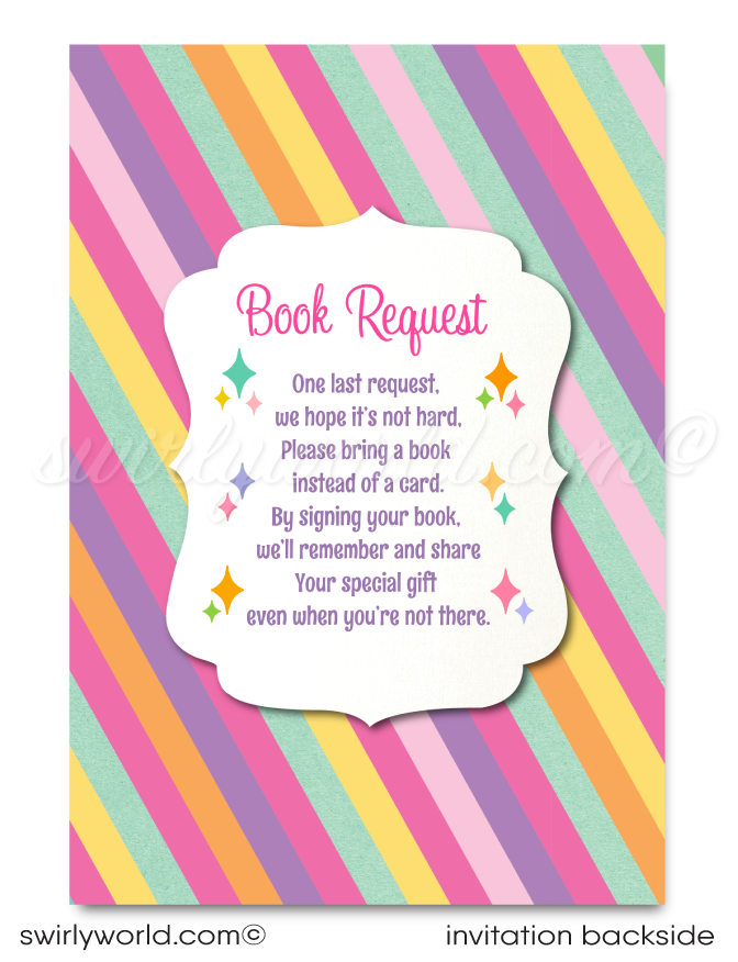 Vintage Pastel Carousel Carnival Merry-Go-Round Printed 1st Birthday Invites for Girls