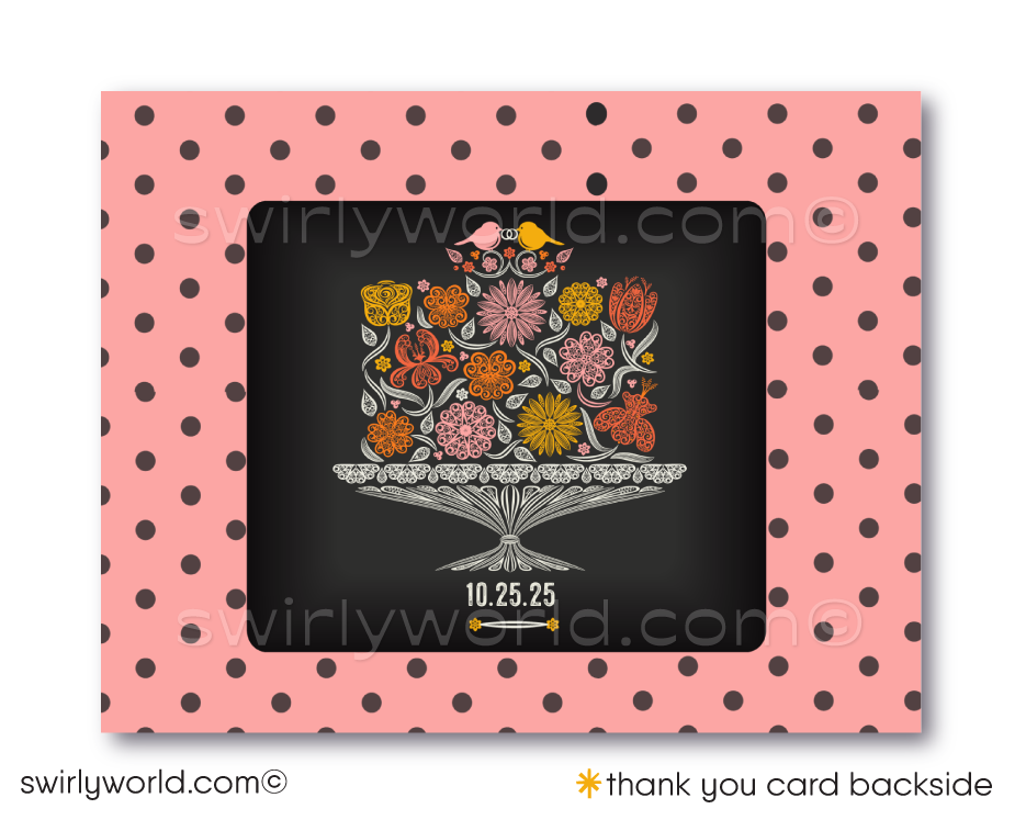 Vintage Cake Romantic "Love Birds" Unique Printed Engagement Party Invitations