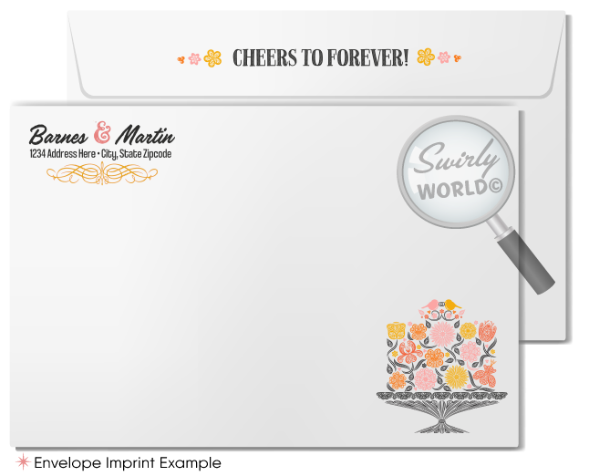 Vintage Cake Romantic "Love Birds" Unique Printed Engagement Party Invitations