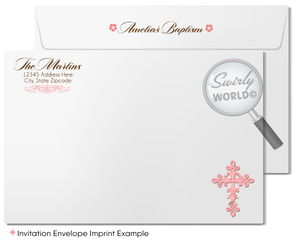 Vintage Baptism Invitations – Pink Lace Custom Baptism Photo Invites Set
