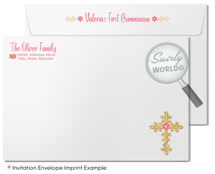 Shabby Chic Digital Invitation Set for Sacraments - Editable with Floral Accents & Gold Glitter, Instant Download