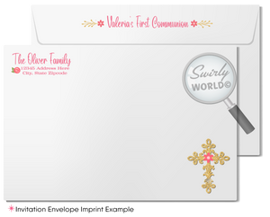 Shabby Chic Digital Invitation Set for Sacraments - Editable with Floral Accents & Gold Glitter, Instant Download