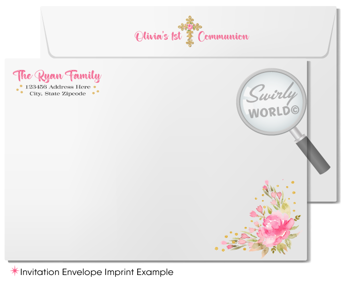 Shabby Chic Digital Invitation Set for Sacraments - Editable with Floral Accents & Gold Glitter, Instant Download