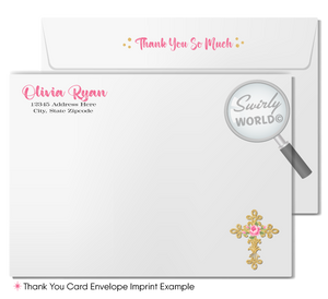 Shabby Chic Printed Invitation Set for Sacraments - Editable with Floral Accents & Gold Glitter