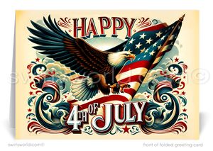 Patriotic American Eagle Flag Happy 4th of July Independence Day Cards for Business