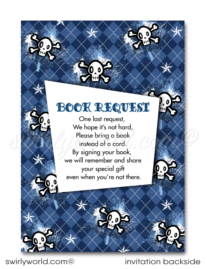 Lil' Rebel Rocker Punk Rock 1st Birthday Party Invitations thank you cards for Baby Bad Boys!