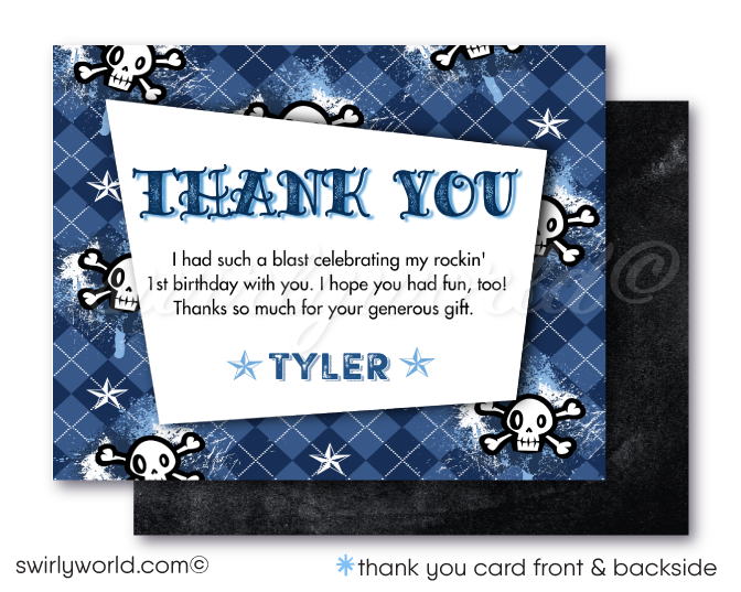 Lil' Rebel Rocker Punk Rock 1st Birthday Party Invitation Digital Design Download