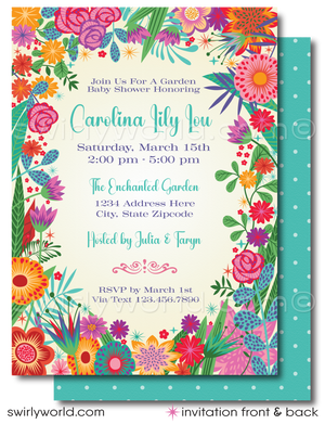 Host a charming baby shower with Swirly World's Vintage Botanical Floral Invitation Set. Featuring vibrant floral designs and elegant calligraphic fonts, this printed set includes invites, thank you cards, and envelopes. Easily customize and download via Corjl for a beautifully warm and welcoming event.