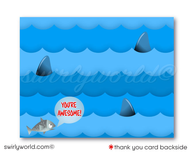 Shark tank infested pool party design for boys swimming birthday invitation digital download