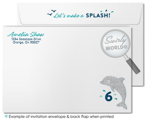 Nautical Dolphin Swimming Pool Aquarium Ocean Birthday Party Digital Download