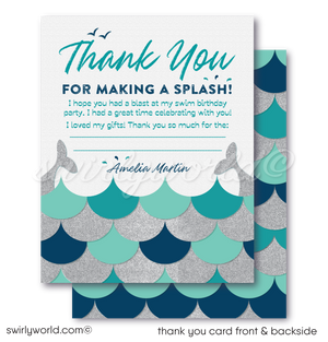 Nautical Dolphin Swimming Pool Aquarium Ocean Birthday Party Digital Download