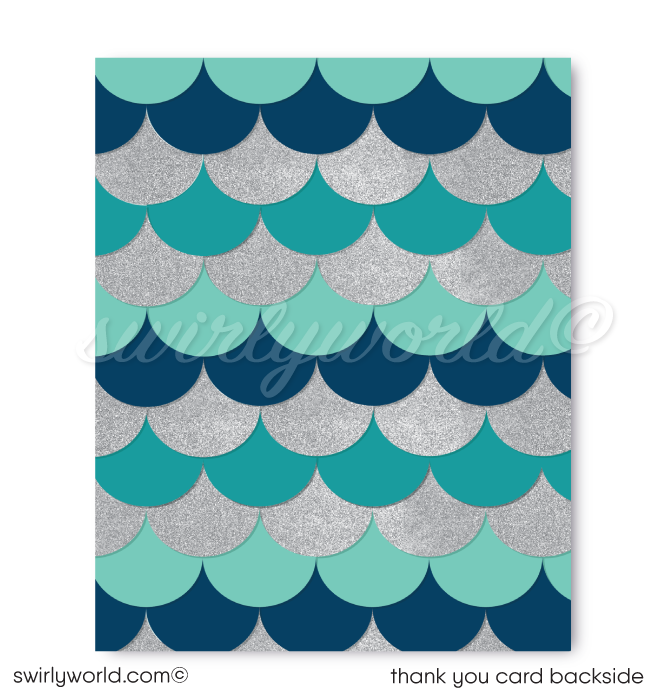 Nautical Dolphin Swimming Pool Aquarium Birthday Party Printed Invites & Envelopes