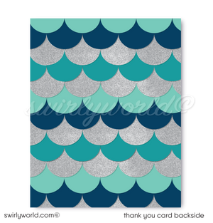 Nautical Dolphin Swimming Pool Aquarium Birthday Party Printed Invites & Envelopes