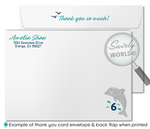 Dive into the wonders of the ocean with our "Under the Sea" Dolphin Swim Party Birthday Invitation Set! 🐬🌊 Featuring beautiful aqua blue, silver, and navy hues, this nautical-themed set includes invitations, thank you cards, and matching envelopes. Perfect for a dolphin-themed birthday celebration at the pool or aquarium!