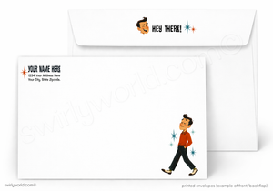 Personalized letterhead and envelope set with cartoon character design.