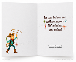 Thank Yew Retro Singing Cowboy Business Thank You Flat Panel Greeting