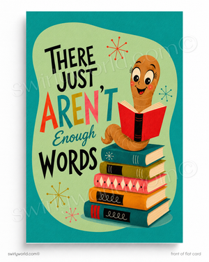 There Just Aren't Enough Words – Retro Bookworm Thank You Postcard