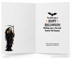 Time Is Running Out Funny Grim Reaper Halloween Card