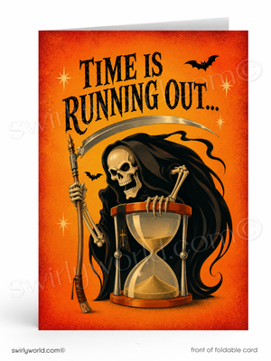 Time Is Running Out Funny Grim Reaper Halloween Card