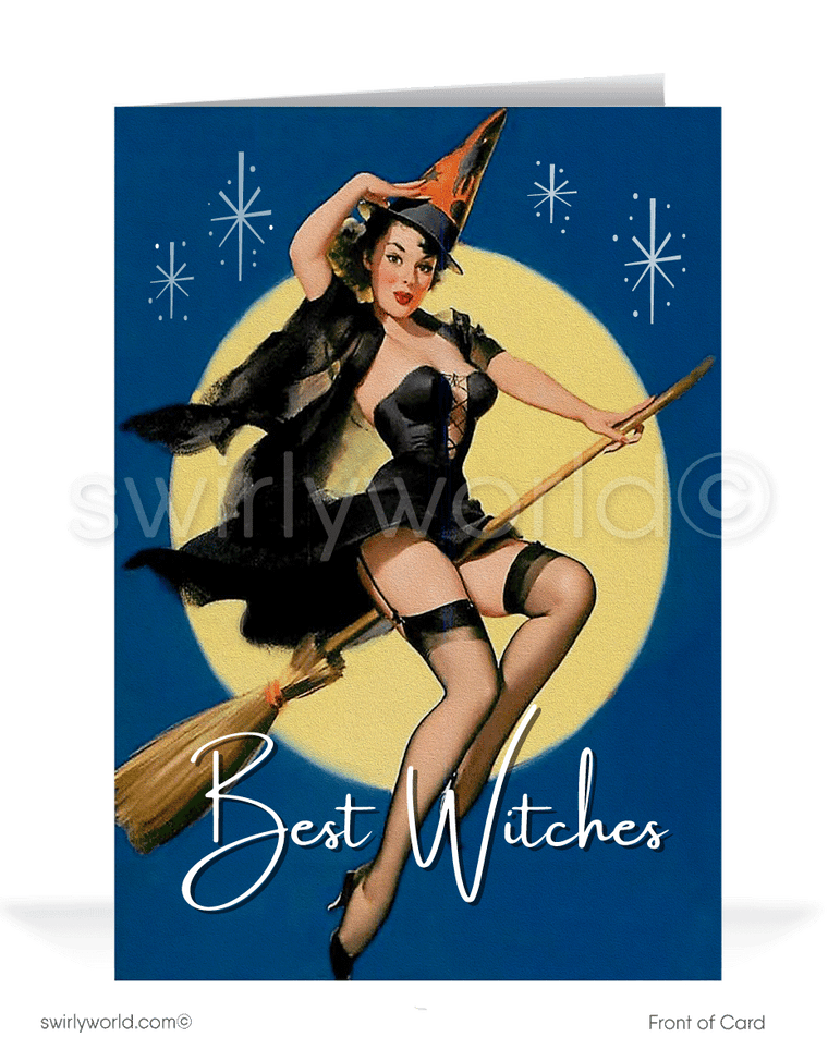 Vintage Pin-up 1950's "Best Witches" Bewitched Mid-Century Retro Halloween Cards