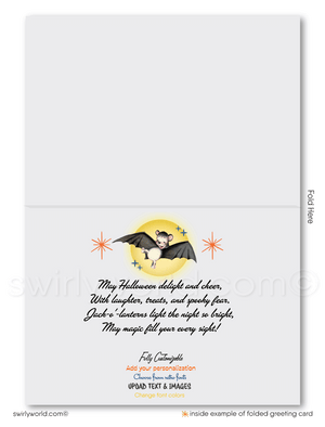 Mid-Century MCM Retro Kitsch Vintage 1940s-1950s Printed Halloween Greeting Cards