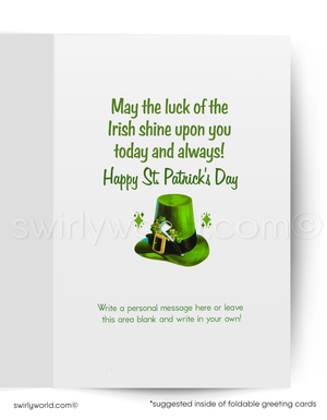 Vintage St. Patrick’s Card – Customizable Retro Greeting With Shamrocks & Premium Cardstock