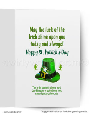 Vintage St. Patrick’s Day Greeting Card – 1940s-50s Retro Design – Customizable Client Appreciation Card