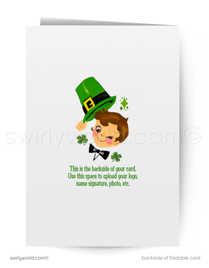 Vintage St. Patrick’s Day Greeting Card – 1940s-50s Retro Design – Customizable Client Appreciation Card