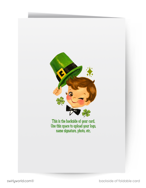 Vintage St. Patrick’s Card – Customizable Retro Greeting With Shamrocks & Premium Cardstock