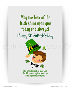 Vintage St. Patrick’s Day Greeting Card – 1940s-50s Retro Design – Customizable Client Appreciation Card