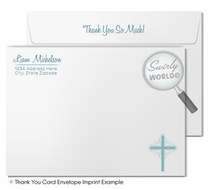 Vintage Baptism Invitation - 1950s Baby Boy Blue Retro Digital Card Set