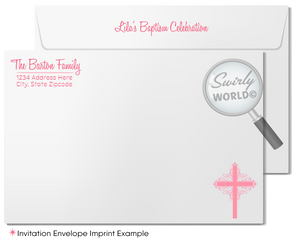 1950s Baby Girl Vintage Retro Baptism Invitation & Thank You Card Set - Digital Download