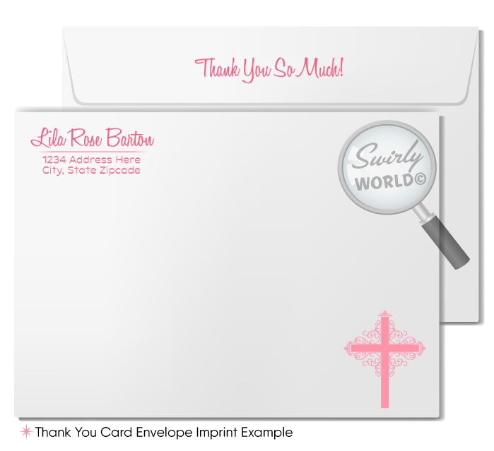 1950s Baby Girl Vintage Retro Baptism Invitation & Thank You Card Set - Digital Download