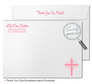 1950s Baby Girl Vintage Retro Baptism Invitation & Thank You Card Set - Digital Download