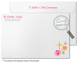 Vintage Floral Shabby Chic First Holy Communion Invitation and Thank You Card Set