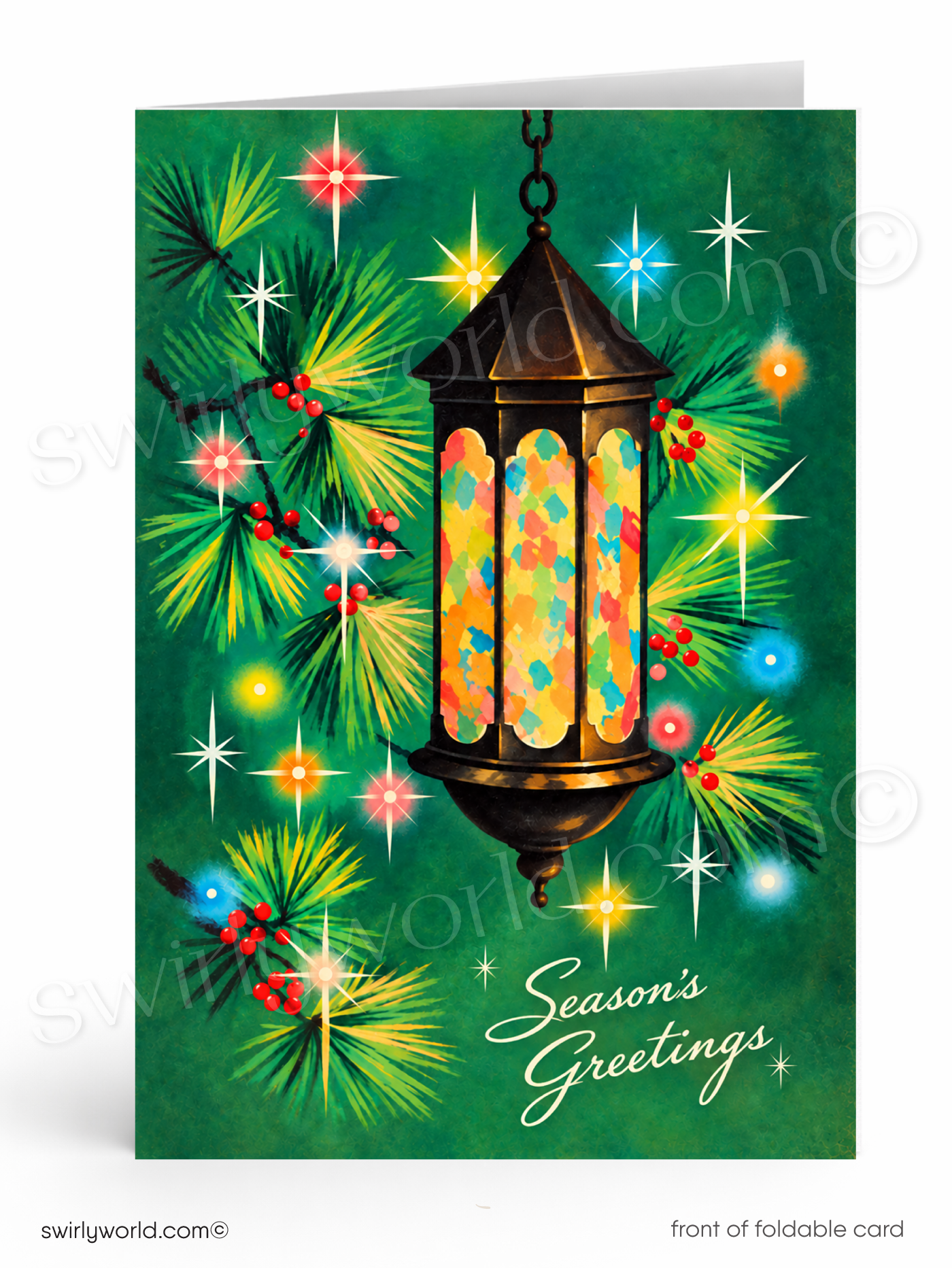 Mid Century Modern Christmas Vintage Holiday Cards – Atomic Starburst Design