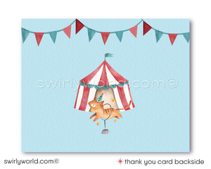 Gender Neutral French Cirque Carnival Circus Printed Baby Shower Invitations