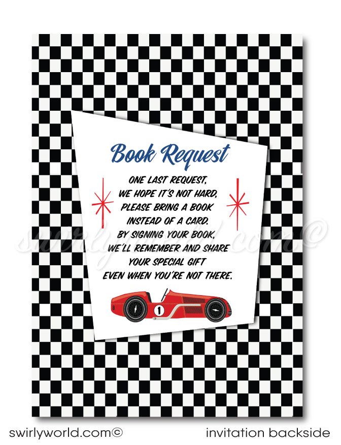 Retro Vintage Planes, Trains, and Automobiles' Cars 1st Birthday Digital Invitation 