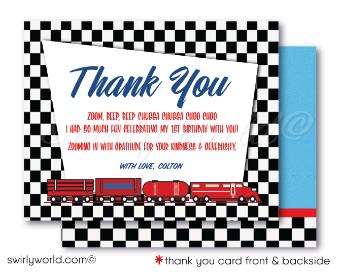 Retro Vintage Planes, Trains, and Automobiles' Cars 1st Birthday Digital Invitation 
