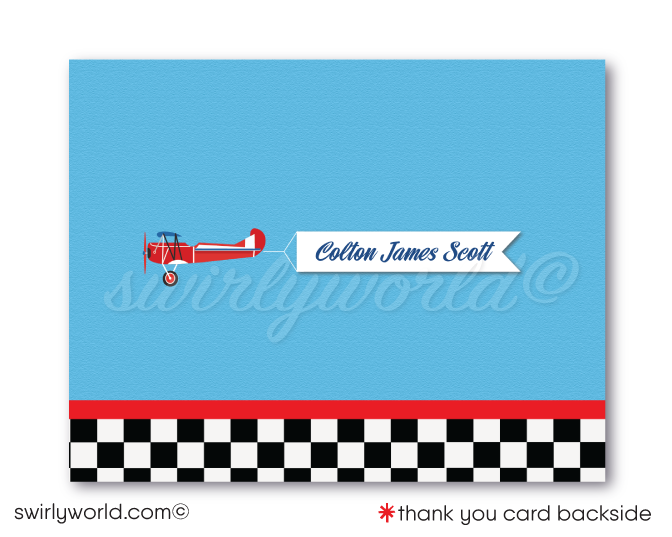 Retro Vintage Planes, Trains, and Automobiles' Cars 1st Birthday Boy Printed Invitations