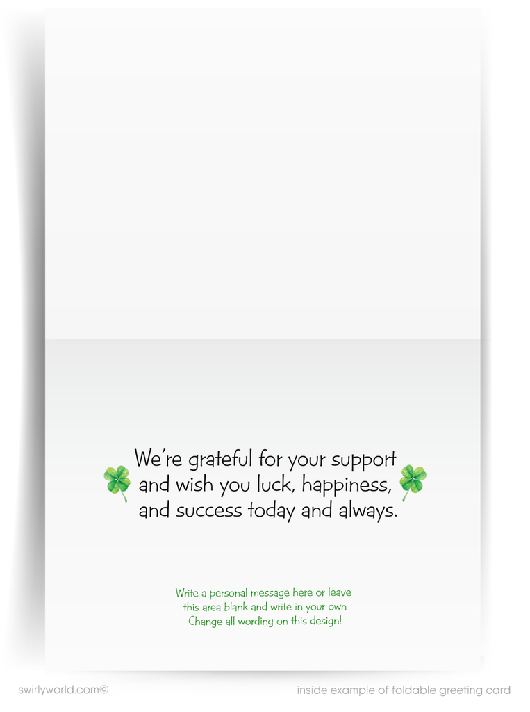 Custom St. Patrick’s Day Greeting Card – Vintage Argyle & Shamrocks Business Client Marketing
