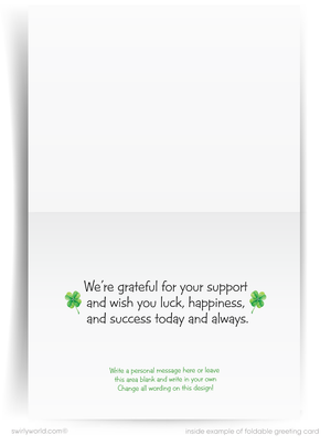 Custom St. Patrick’s Day Greeting Card – Vintage Argyle & Shamrocks Business Client Marketing
