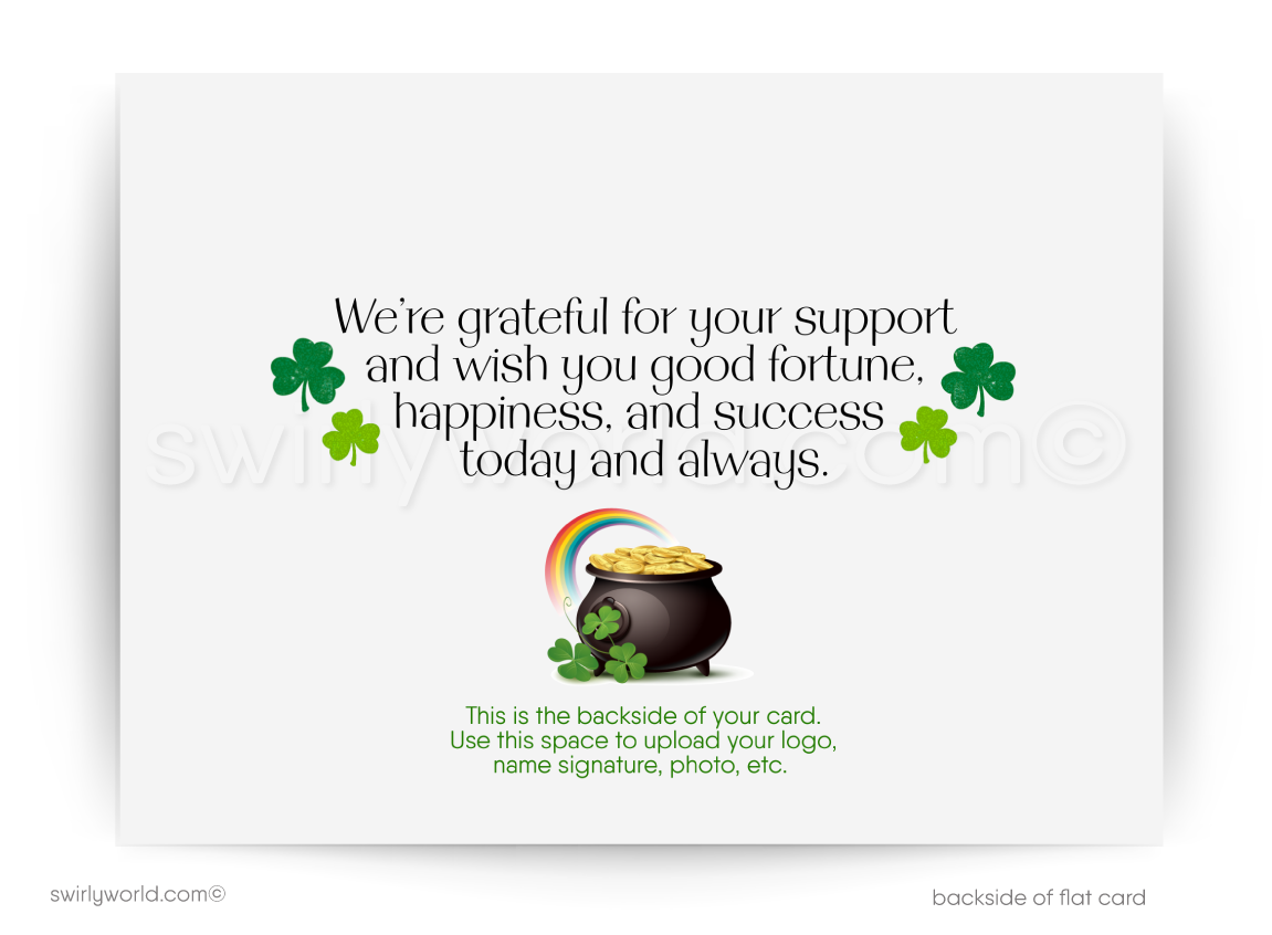 Custom St. Patrick’s Day Card – Vintage-Inspired Business Greeting with Shamrocks & Retro Calligraphy
