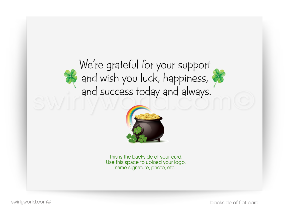 Custom St. Patrick’s Day Greeting Card – Vintage Argyle & Shamrocks Business Client Marketing