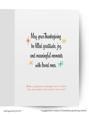 Foldable greeting card with Thanksgiving message and space to write a personal message.