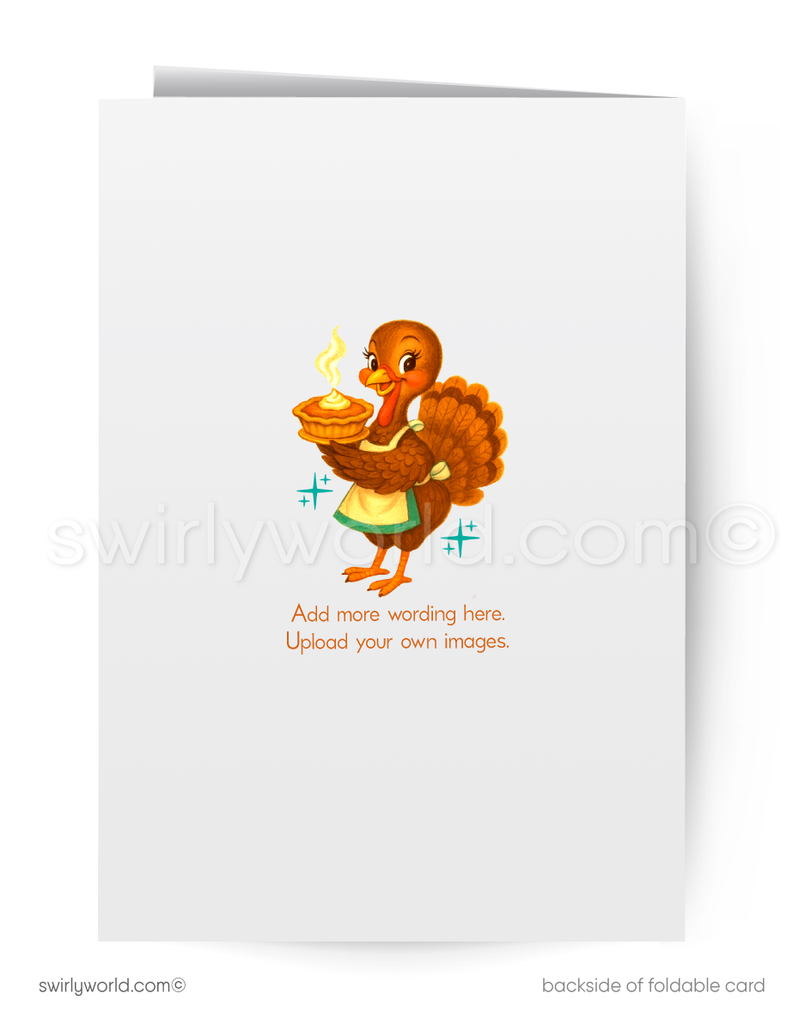 Vintage 1950s-60s Thanksgiving Card with Retro Couple and Atomic Starbursts