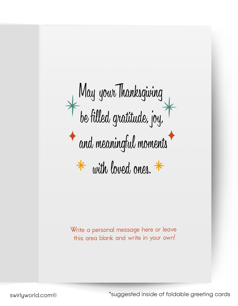 Vintage-style greeting card with a girl praying before a meal, featuring the word 'Blessings'.
