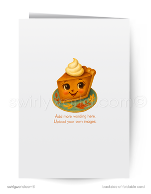 Greeting card with a cartoon cake character on a white background