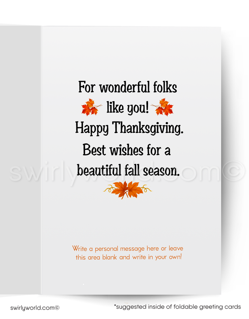 1940s-1950s Vintage Nostalgic Thanksgiving Card with Kitsch Kitten in Pumpkin Greeting Card