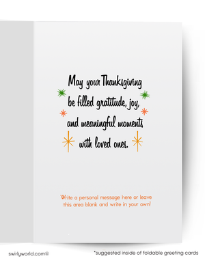 1950s-1960s Vintage Mid-Century Thanksgiving Card with Cheeky Turkey and "Gobble Gobble" Sign